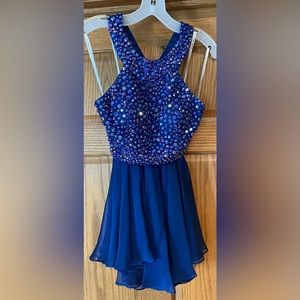 Sherri Hill, size 00, deep blue two piece